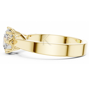 Bague de fiançailles solitaire ronde en or jaune, bague à 6 griffes avec diamant, bague de promesse classique pour femme, bijoux de mariée élégants et intemporels - Product Image 2
