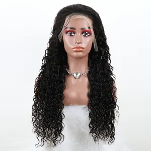 180% Density HD Transparent Water Wave Lace Frontal Wig 28 Inch Brazilian Wavy Lace Front Human Hair Wigs For black Women