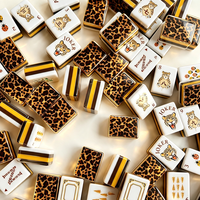 Tuiles de Mahjong Américain en Acrylique à Motif Léopard, Ensemble de Luxe, Tuiles Dorées (Arbre, Bams, Joker, E, S, W, N, Vents, Couches d'Or), pour 4 Joueurs, Poker