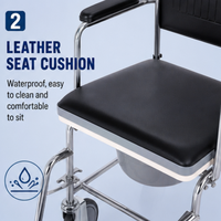 Offre Spéciale : Fauteuil Roulant Commode en Acier avec Accoudoirs pour Personnes Âgées et Soignants - Équipement Médical de Haute Qualité AndCare