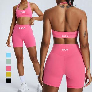 OEM taille haute Yoga Biker Shorts et soutiens-gorge de sport Ensemble dos nu Butt Lift Gym Fitness Wear Respirant Vêtements d'entraînement - Product Image 4