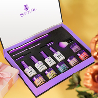 Kit de Gel à Tremper Séchage Rapide Longue Durée avec Base Coat, Activateur, Top Coat et Poudre Scintillante – Kit de Démarrage