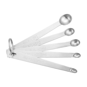 Stainless Steel 5 Piece Measuring Spoon Set Long Handle Dishwasher Safe Kitchen Cooking Tool - Product Image 1