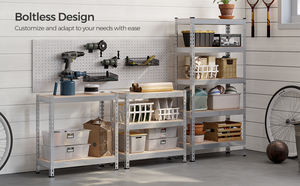 Estantería de Acero Personalizable de 1800 mm, 5 Niveles, Sin Pernos, para Hogar/Almacén, Estante de Almacenamiento Ajustable para Organización de Herramientas, Empaquetado - Product Image 6