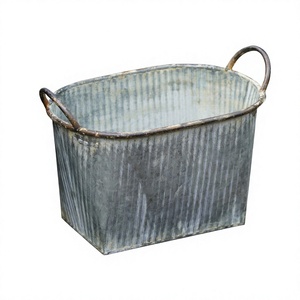 Hot Selling Rustic Metal Bathtub <b>Rectangle</b> Outdoor Decorative Container Galvanized Finish Outdoor decorative Antique <b>Planters</b> - Product Image 2