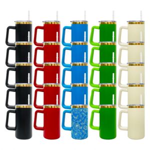 20oz Powder Coated Christmas <b>Mirror</b> Gold Plated Coffee Beer Mugs Tumbler with Removable Plastic Handle for Laser Engraving - Product Image 1