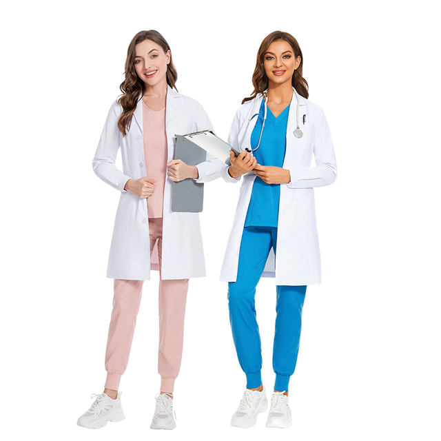 2023 Touchhealthy Wholesale Designer Hospital Doctors Uniform Pharmaceutical Long Sleeve White Lab Coat for Female and Male