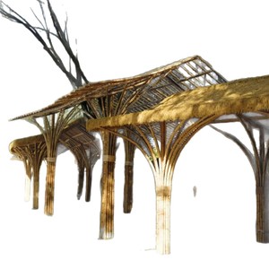 Bamboo Outdoor Pavilion Chinese Style Arches Pergola Decorative Resting Area Diameter 4-7M Manual Crafted - Product Image 5