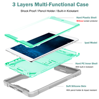Harga Pabrik Casing Tablet Hybrid 3 Lapis Anti Benturan Bahan PC Silikon dengan Penyangga untuk iPad 9.7 2017/2018