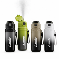 Bouteille d'eau isotherme portable de 630 ml avec pulvérisateur, thermos sport en acier inoxydable avec paille pour le cyclisme et la salle de sport