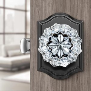 Calzibeno <b>Crystal</b> Door <b>Knob</b> Matte Black Rosette Traditional Design Easy Installation Interior Door Handle - Product Image 1