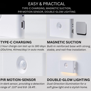 Luz LED para armario con sensor de movimiento y Amanecer al atardecer, luces nocturnas recargables para armario, montaje magnético para habitación de niños para uso doméstico - Product Image 3