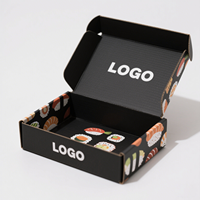 Boîte à sushi noire sur mesure emballage de luxe papier ondulé sushi à emporter boîte d'expédition en papier kraft personnalisée à emporter recyclable