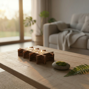 Natural Wooden Candle Holder <b>Tea</b> <b>Light</b> Home Accent Piece - Product Image 1