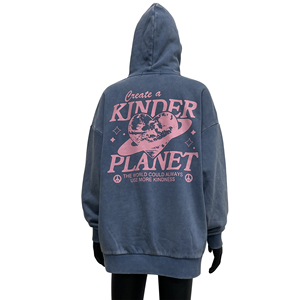 Custom Logo Stone Washed Pullover Street Style Women Acid Wash Sun Faded Hoodies Drawstring - Product Image 3