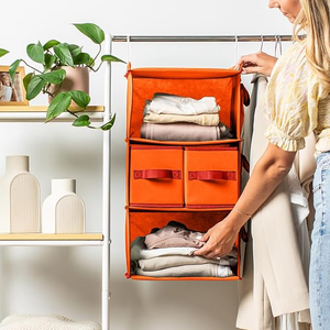 Home Folding Non-woven Fabric Single Tier Standing Storage Bags 2 <b>Drawers</b> 3 Pockets Clothing Organizer - Product Image 4