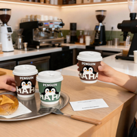 Porte-gobelets à café à emporter personnalisés, lot de 2 porte-gobelets en papier avec logo personnalisé, en forme de boisson, avec poignée
