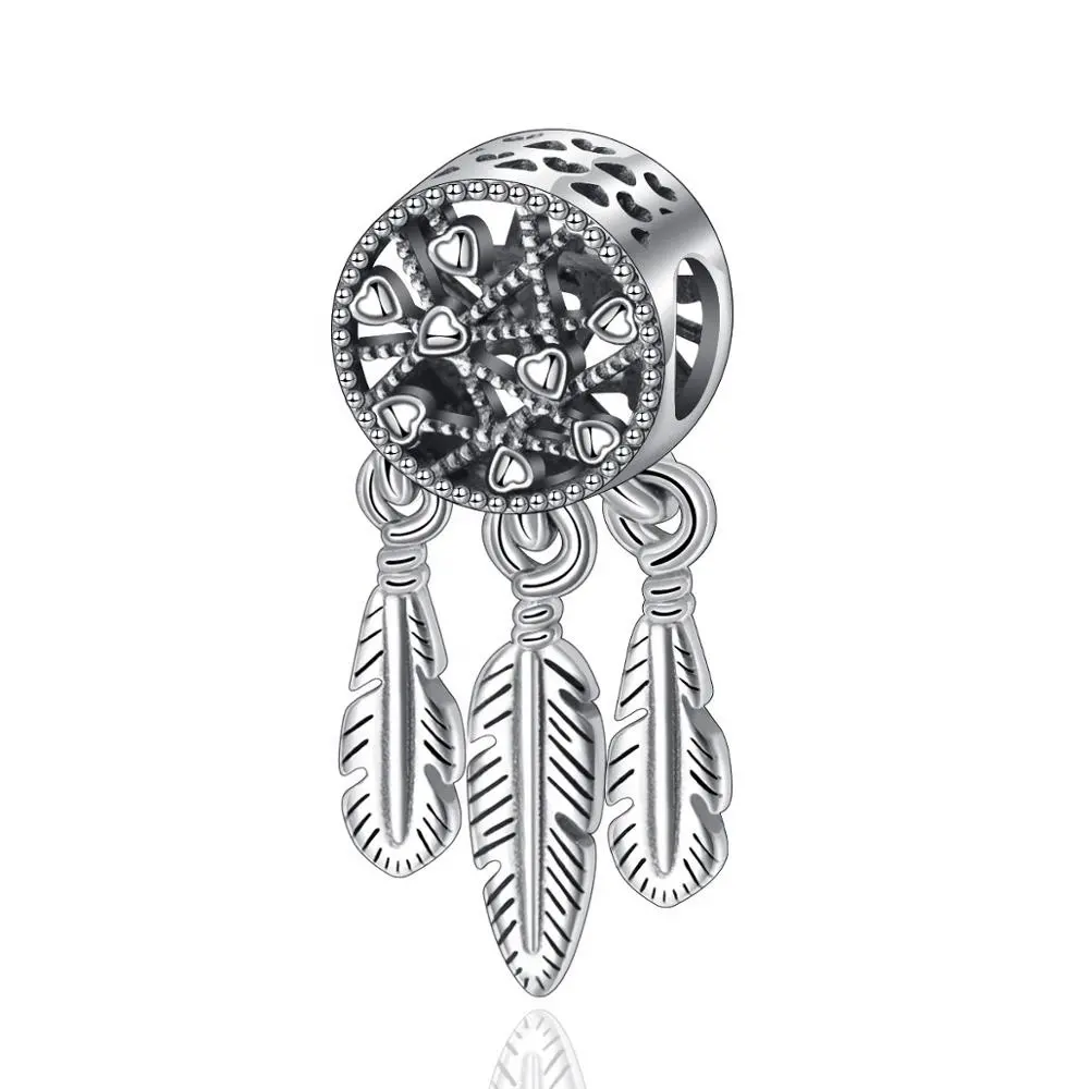 925 Sterling Silver Gioielli FAI DA TE di Cuore Dream Catcher Branelli di Fascino Del Braccialetto Delle Donne