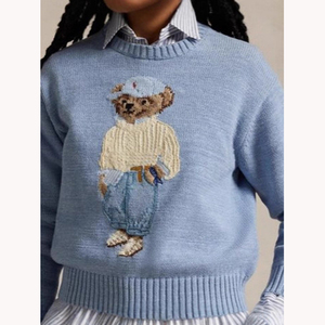 Nouveauté Pull décontracté pour femme à col rond avec motif d'ours brodé Pull personnalisable en tricot Haut décontracté - Product Image 4
