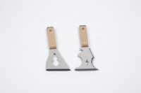 Kit d'outils professionnels pour le collage de plaques de plâtre, spatule multifonctionnelle, grattoir à lame en acier inoxydable avec manche en bois de hêtre