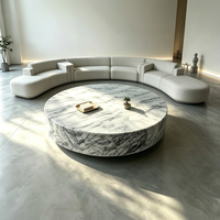 Table basse cylindrique moderne Wabi-Sabi de luxe en marbre blanc invisible, faite à la main, écologique, pour la décoration intérieure et le mobilier de salon