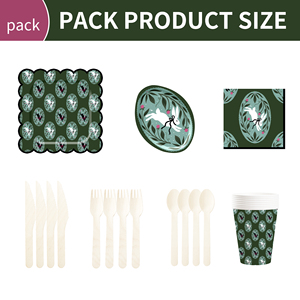 DAMAI Easter Theme Party Decoration Dark Green Paper Plate Napkin Tablecloth Disposable Party Tableware Sets - Product Image 6