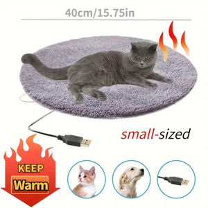 Alfombra Redonda Calefactable para Mascotas, 40 cm de Diámetro, Superficie de Tela de Color Sólido, Uso en Todas las Estaciones, Almohadilla Calefactora Redonda para Mascotas S-0374 - Product Image 5