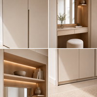 Armario de dormitorio recto en línea con tocador integrado: Solución integral de almacenamiento personalizado para toda la casa