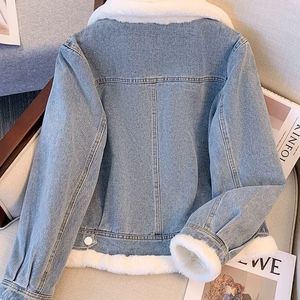 Giacca Invernale da <span class=keywords><strong>Donna</strong></span> Comoda <span class=keywords><strong>Oversize</strong></span> Vestibilità Ampia <span class=keywords><strong>Cappotto</strong></span> Lungo Caldo Maniche Lunghe Casual in Tessuto Denim con Chiusura a Cerniera Slim Raw - Product Image 4