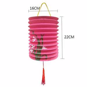 Lanterna <span class=keywords><strong>di</strong></span> <span class=keywords><strong>Carta</strong></span> Cilindrica Pieghevole con Stampa <span class=keywords><strong>di</strong></span> Fiori e <span class=keywords><strong>Uccelli</strong></span> per Decorazioni Festive - Product Image 6