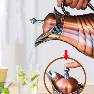 فاخر 1 لتر + 0.75 لتر عربي حراري ترمس ماء شاي فراغي وعاء قهوة أوربي مع إبريق شاي داخلي من الزجاج مع بطة منقار - Product Image 2