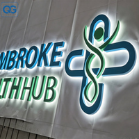 Letrero Publicitario Retroiluminado de Acero Inoxidable con Letras de Canal LED 3D Personalizadas, Letrero LED para Exteriores con Nombre de Supermercado o Negocio