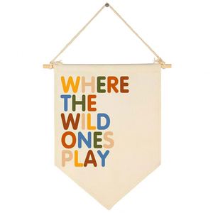 Hot Sell Eco-Friendly Polyester Custom Hanging Rectangle <b>Flag</b> 15x11 Inch Wood Flagpole Digital Printing Kids Nursery Playroom - Product Image 3