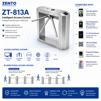 Torniquete Trípode Octagonal Zento ZT-813A de Acero Inoxidable 304, 30/Min Bidireccional, Puerta de Control de Acceso con Certificación CE IP54