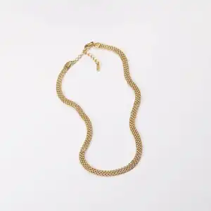 18k Gold Plated Link Chain Band Choker Necklace Stainless Steel Jewelry Wholesale