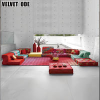 Ensemble de canapés pour salon Roche Bobois Mah Jong, canapé tricoté à la main, design original de haute qualité, canapé modulaire moderne restauré