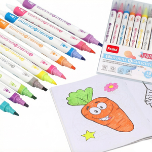 Marqueurs double embout en forme de ciseau, en stock, sans bavure, s'effaçables, couleurs <span class=keywords><strong>pastel</strong></span>, encre à séchage rapide pour le dessin artistique - Product Image 1