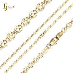 F94100374 4,1 мм + FJ Fallon, модные ювелирные изделия, маркиза, Замочная скважина, звено улитки, цепочка из розового золота, двухцветная латунь - Product Image 3