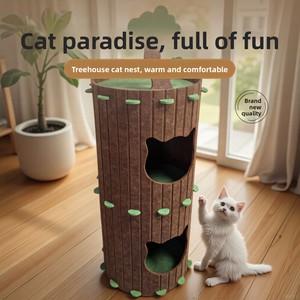 Eco-Premium Cat <b>Bed</b> <b>Cave</b> – Soundproof Foldable Felt Hideaway, Enclosed Scratch Resistant Design - Product Image 3
