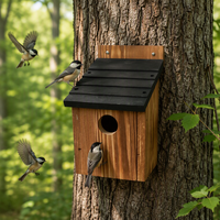 Cage à oiseaux en bois de cèdre pour perroquets et oiseaux - Durable, légère, écologique, pour usage extérieur, avec finition brûlée