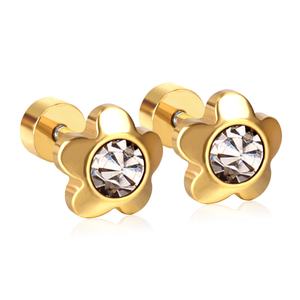 Boucles d'oreilles tendance pour femmes, design en acier inoxydable plaqué or, bijoux en forme de fleur - Product Image 1