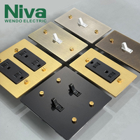 Interrupteurs muraux à bascule en laiton Niva American Standard, 1 poste, multiprise US, panneau en laiton antique, OEM personnalisé