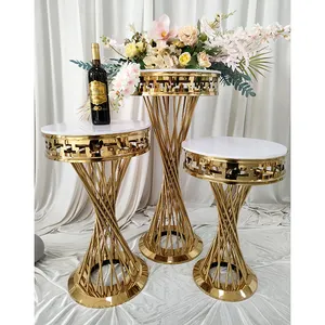 Wedding Decoration Round Cake Stand Coffee Table Stainless Steel Gold Plinths Flower Stand for Wedding