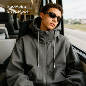 Sweat à capuche unisexe personnalisé avec airbag, <span class=keywords><strong>350</strong></span> g/m², en molleton vierge, épaules tombantes, coupe oversize confortable, tissu de haute qualité, fermeture éclair, poids lourd - Product Image 3