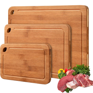 Ensemble de planches à découper en bois de bambou carbonisé, 3 pièces, XL, grand, petit, <span class=keywords><strong>planche</strong></span> à charcuterie pour le petit-déjeuner, pour couper les fruits, la viande, les légumes - Product Image 1