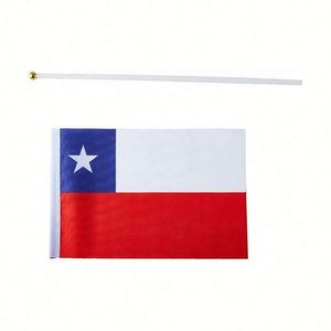 Mini Small Chile Chilean Hand Held <b>Flags</b> Waving Polyester Custom Country with Wooden Pole Wholesale 100% Polyester - Product Image 3