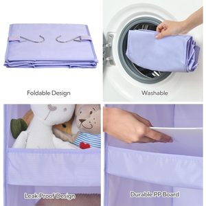 Organizador de Armario Colgante de 3 Niveles, Plegable, de Tela, con 2 Ganchos Metálicos para Almacenamiento en el Dormitorio (Morado) - Product Image 6