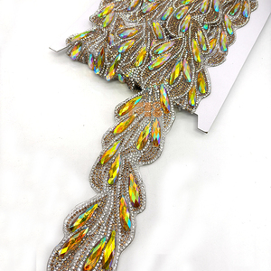 Nastro di pizzo con strass in resina scintillante e perline di cristallo, decorazione per Carnevale di Trinidad, <span class=keywords><strong>Mas</strong></span>, Samba, Rave Festival - Product Image 3