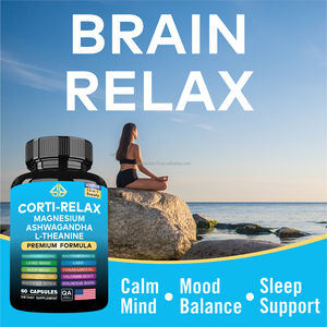 Suplemento de extracto herbal de Ashwagandha y L-Teanina con magnesio OEM para adultos, para relajar el cerebro y apoyar el sueño, 60 unidades. - Product Image 3