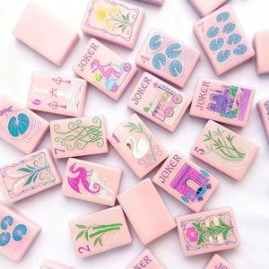 American Luxury <b>Mahjong</b> <b>Set</b> Premium 4-layer Acrylic Mother-of-pearl Floral Patterns Durable Portable Packaging Containing 160 - Product Image 6